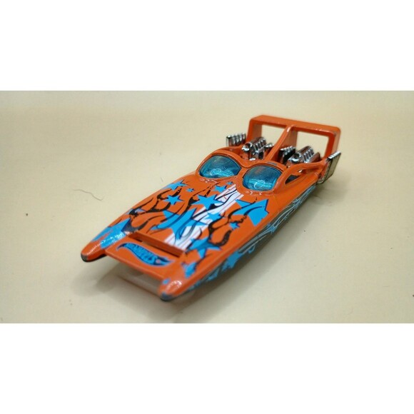 HOT WHEELS H2GO DAREDEVIL RACERS ORANGE 1:64 DIECAST 3 1/4" RACE BOAT BLUE STARS - Picture 1 of 7